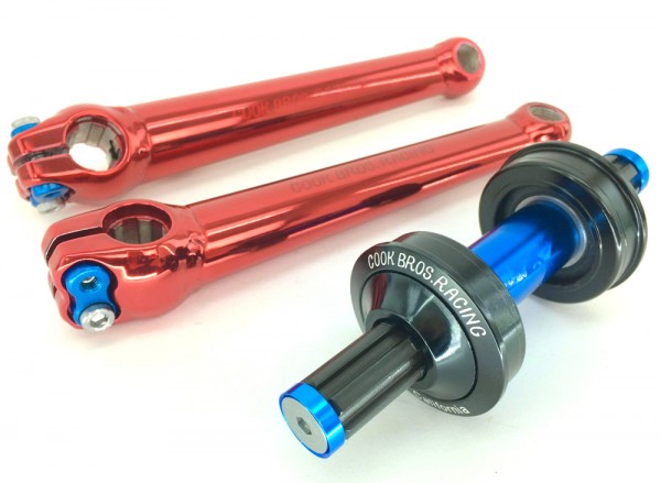 Cook Bros 3 Piece Retro Cr Mo Cranks 175mm Candy Chrome Red Planet Bmx