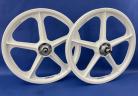 Skyway 60th Anniversary 20" WHITE Retro Tuff Wheels with SILVER Alloy Flange Hubs w/ Collector Box