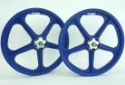 Skyway 20" BLUE Retro Tuff Wheels with SILVER Alloy Flange Hubs