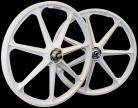 Skyway 24" WHITE Tuff Wheels with SILVER alloy flanges (Anniversary Edition)