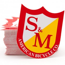 S&M Bikes MEDIUM shield logo sticker 5-pack RED/YELLOW