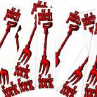 S&M Bikes replacement PITCHFORK decal set ORIGINAL STYLE (2 decals) RED