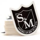 S&M Bikes MEDIUM shield logo sticker 5-pack BLACK/WHITE