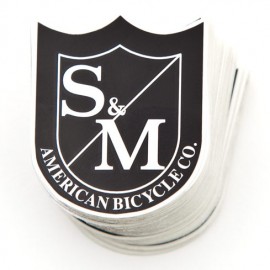 S&M Bikes SMALL shield logo sticker 5-pack BLACK/WHITE 