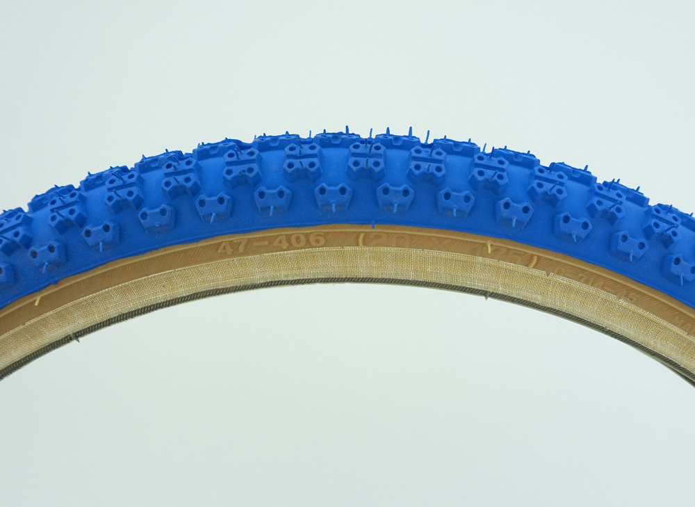 20 x 1.75 Pair 2.125 Old School BMX Tyres Comp 3 Tread Blue Tan Wall DURO 